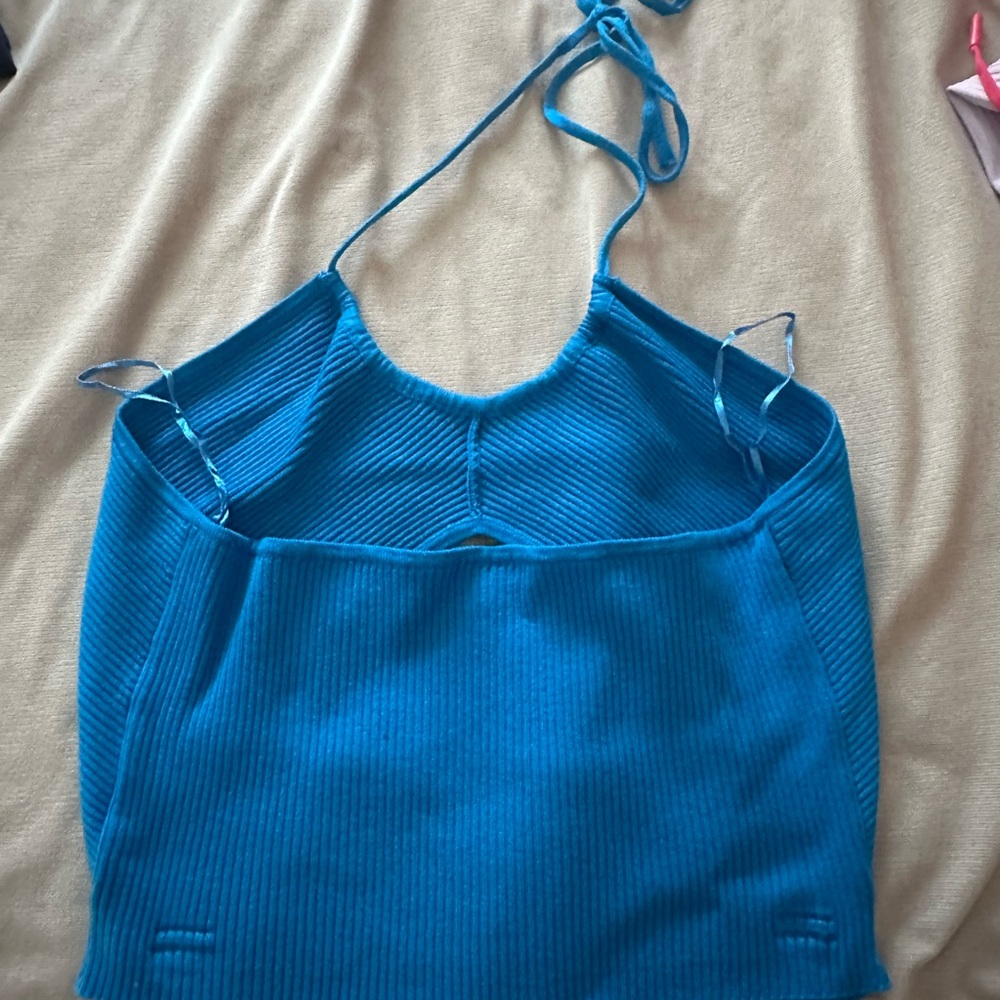 Garage Blue Ribbed Halter Top - Picture 3 of 3